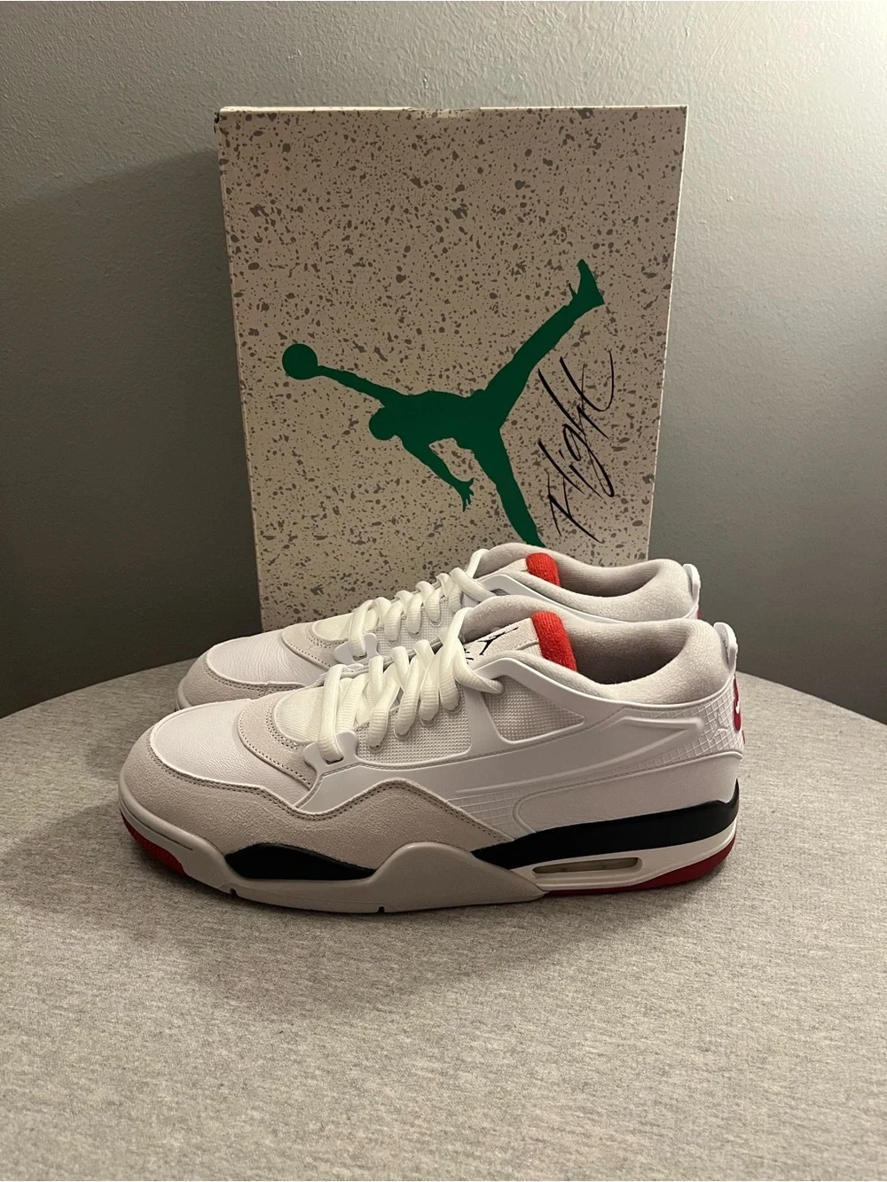 Nike Air Jordan 4 RM White Varsity Fire Red Black Mens Shoe Size 10.5 FQ7939-102